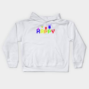 HAPPY Neon Monsters Cute Critters Smiling Positive Attitude Kids Hoodie